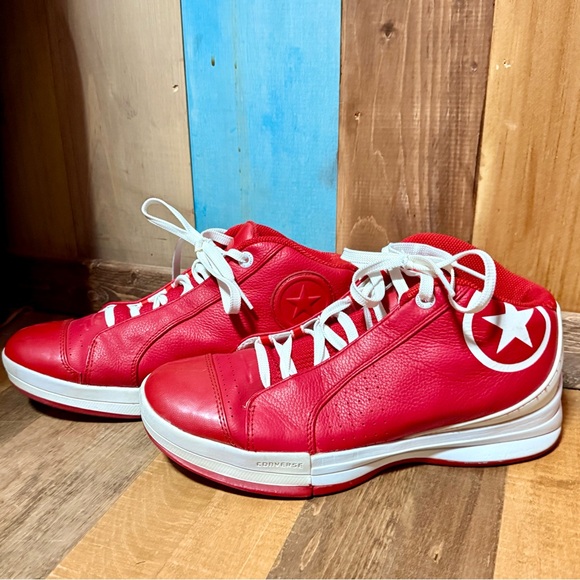 Converse All Star Red Leather Mid Sneakers – Men’s Size 10 - Picture 1 of 9